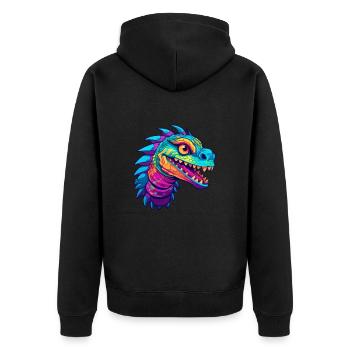 Basilisk Colorful Watercolor Cartoon Kawaii Animal - Unisex Premium Organic Zip Hoodie - black - Back - Nico (187cm)