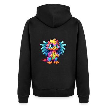 Griffon Aquarelle Colorée Dessin Animé Kawaii Animal - Veste à capuche bio Premium Unisexe - noir - Dos - Nico (187cm)