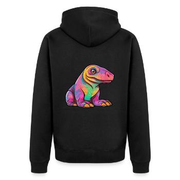 Komodo Dragon Aquarelle Colorée Dessin Animé Kawaii A - Veste à capuche bio Premium Unisexe - noir - Dos - Nico (187cm)