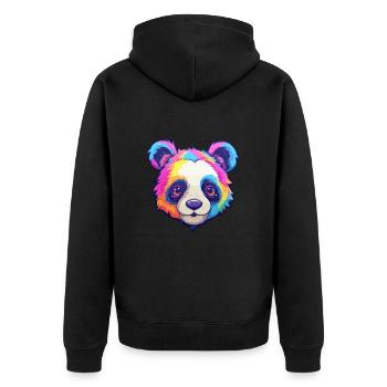 Panda Buntes Aquarell Cartoon Kawaii Tier - Unisex Premium Bio Zip Hoodie - Schwarz - Hinten - Nico (187cm)