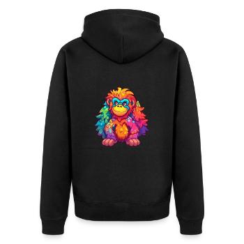 Orang-outan Aquarelle Colorée Dessin Animé Kawaii Anima - Veste à capuche bio Premium Unisexe - noir - Dos - Nico (187cm)
