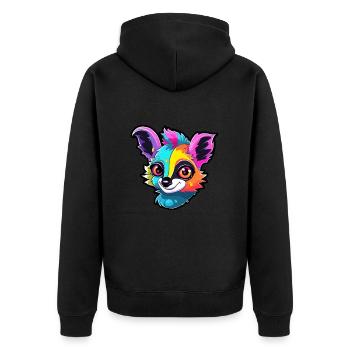 Lemur Colorful Watercolor Cartoon Kawaii Animal - Unisex Premium Organic Zip Hoodie - black - Back - Nico (187cm)