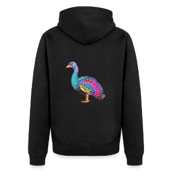 Pintade colorée aquarelle dessin animé Kawaii Ani - Veste à capuche bio Premium Unisexe - noir - Dos - Nico (187cm)