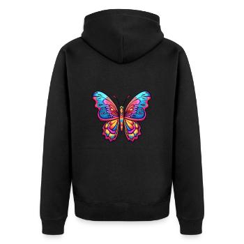 Papillon Aquarelle Colorée Dessin Animé Kawaii Anima - Veste à capuche bio Premium Unisexe - noir - Dos - Nico (187cm)
