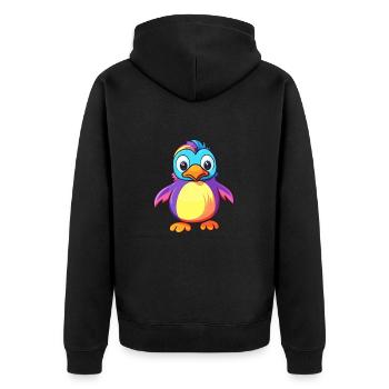 Pinguin Buntes Aquarell Cartoon Kawaii Tier - Unisex Premium Bio Zip Hoodie - Schwarz - Hinten - Nico (187cm)