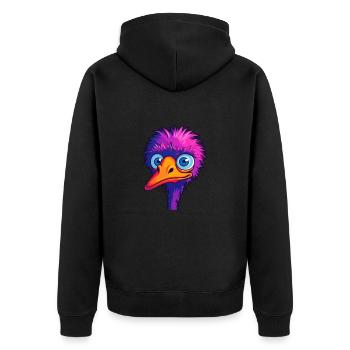 Strauß buntes Aquarell Cartoon Kawaii Tier - Unisex Premium Bio Zip Hoodie - Schwarz - Hinten - Nico (187cm)