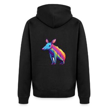 Aardvark Colorful Watercolor Cartoon Kawaii Animal - Unisex Premium Organic Zip Hoodie - black - Back - Nico (187cm)