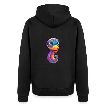 Cobra Aquarelle Colorée Dessin Animé Kawaii Animal - Veste à capuche bio Premium Unisexe - noir - Dos - Nico (187cm)