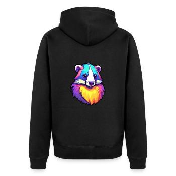 Blaireau Aquarelle Colorée Dessin Animé Kawaii Animal - Veste à capuche bio Premium Unisexe - noir - Dos - Nico (187cm)