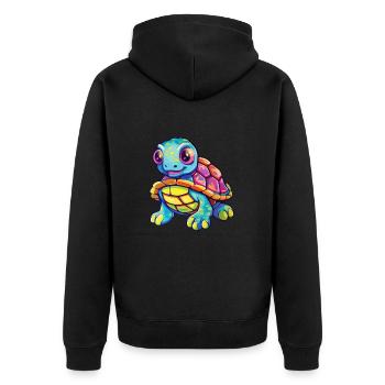 Turtle Colorful Watercolor Cartoon Kawaii Animal - Unisex Premium Organic Zip Hoodie - black - Back - Nico (187cm)