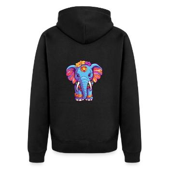 Elephant Colorful Watercolor Cartoon Kawaii Animal - Unisex Premium Organic Zip Hoodie - black - Back - Nico (187cm)