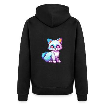 Arktisfuchs Bunte Aquarell-Karikatur Kawaii Anim - Unisex Premium Bio Zip Hoodie - Schwarz - Hinten - Nico (187cm)
