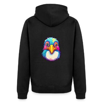 Pinguin Buntes Aquarell Cartoon Kawaii Tier - Unisex Premium Bio Zip Hoodie - Schwarz - Hinten - Nico (187cm)
