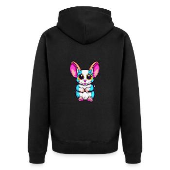 Zuckergleiter Bunte Aquarell-Karikatur Kawaii An - Unisex Premium Bio Zip Hoodie - Schwarz - Hinten - Nico (187cm)
