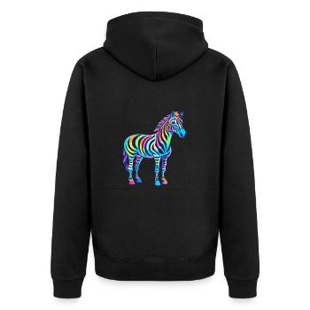 Zebra Colorful Watercolor Cartoon Kawaii Animal - Unisex Premium Organic Zip Hoodie - black - Back - Nico (187cm)