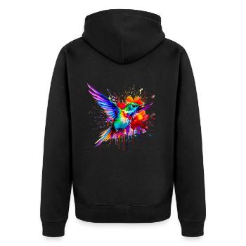 colibri en aquarelle - Veste à capuche bio Premium Unisexe - noir - Dos - Nico (187cm)