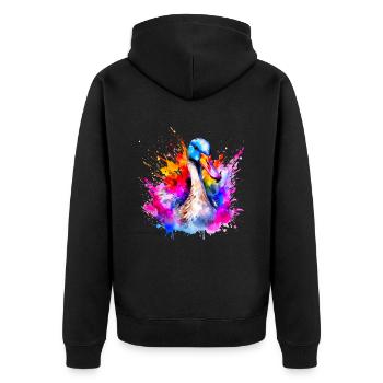 oie en couleurs , oiseaux - Veste à capuche bio Premium Unisexe - noir - Dos - Nico (187cm)