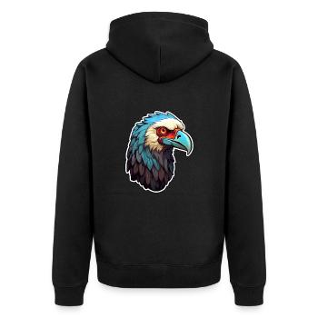Geier Kopf - Unisex Premium Bio Zip Hoodie - Schwarz - Hinten - Nico (187cm)
