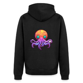 Oktopus Buntes Aquarell Cartoon Kawaii Tier - Unisex Premium Bio Zip Hoodie - Schwarz - Hinten - Nico (187cm)