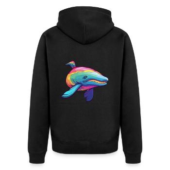 Baleine Aquarelle Colorée Dessin Animé Kawaii Animal - Veste à capuche bio Premium Unisexe - noir - Dos - Nico (187cm)
