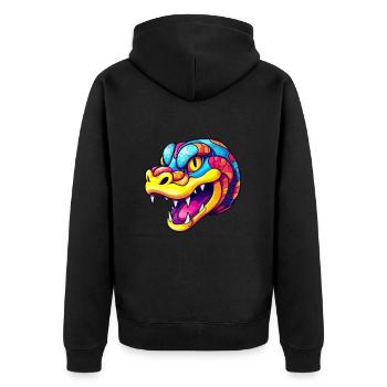 Schlange bunte Aquarell-Karikatur Kawaii-Tier - Unisex Premium Bio Zip Hoodie - Schwarz - Hinten - Nico (187cm)