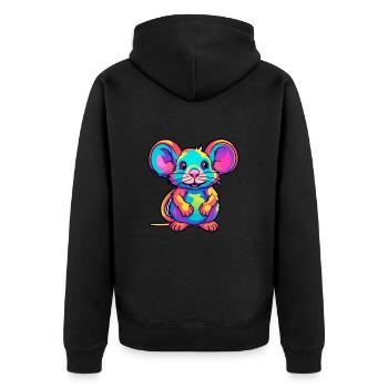 Ratte bunte Aquarell-Karikatur Kawaii-Tier - Unisex Premium Bio Zip Hoodie - Schwarz - Hinten - Nico (187cm)