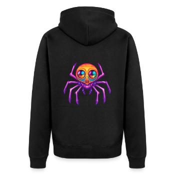 Spinne buntes Aquarell Cartoon Kawaii Tier - Unisex Premium Bio Zip Hoodie - Schwarz - Hinten - Nico (187cm)