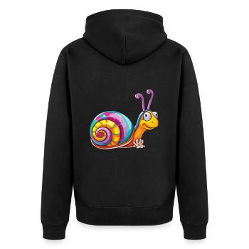 Schnecke bunte Aquarell-Karikatur Kawaii-Tier - Unisex Premium Bio Zip Hoodie - Schwarz - Hinten - Nico (187cm)