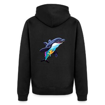 Orca Colorful Watercolor Cartoon Kawaii Animal - Unisex Premium Organic Zip Hoodie - black - Back - Nico (187cm)