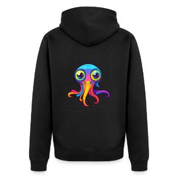 Squid Colorful Watercolor Cartoon Kawaii Animal - Unisex Premium Organic Zip Hoodie - black - Back - Nico (187cm)