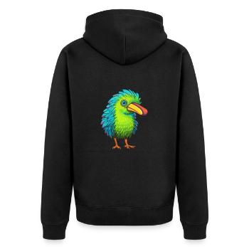 Kiwi Buntes Aquarell Cartoon Kawaii Tier - Unisex Premium Bio Zip Hoodie - Schwarz - Hinten - Nico (187cm)