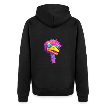 Strauß buntes Aquarell Cartoon Kawaii Tier - Unisex Premium Bio Zip Hoodie - Schwarz - Hinten - Nico (187cm)