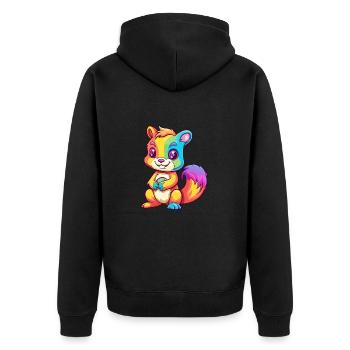 Squirrel Colorful Watercolor Cartoon Kawaii Animal - Unisex Premium Organic Zip Hoodie - black - Back - Nico (187cm)