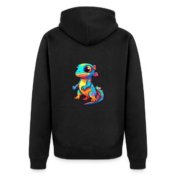 Salamander Colorful Watercolor Cartoon Kawaii Anim - Unisex Premium Organic Zip Hoodie - black - Back - Nico (187cm)
