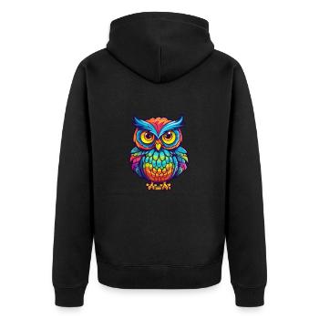 Owl Colorful Watercolor Cartoon Kawaii Animal - Unisex Premium Organic Zip Hoodie - black - Back - Nico (187cm)