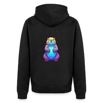 Marmot Colorful Watercolor Cartoon Kawaii Animal - Unisex Premium Organic Zip Hoodie - black - Back - Nico (187cm)