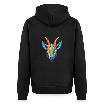Oryx coloré aquarelle dessin animé Kawaii Animal - Veste à capuche bio Premium Unisexe - noir - Dos - Nico (187cm)