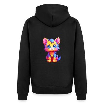 Chaton coloré aquarelle dessin animé kawaii animal - Veste à capuche bio Premium Unisexe - noir - Dos - Nico (187cm)