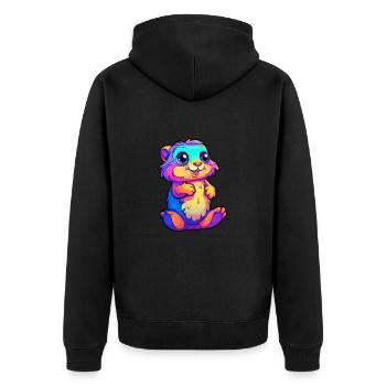 Gopher Colorful Watercolor Cartoon Kawaii Animal - Unisex Premium Organic Zip Hoodie - black - Back - Nico (187cm)