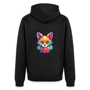Fuchs Buntes Aquarell Cartoon Kawaii Tier - Unisex Premium Bio Zip Hoodie - Schwarz - Hinten - Nico (187cm)