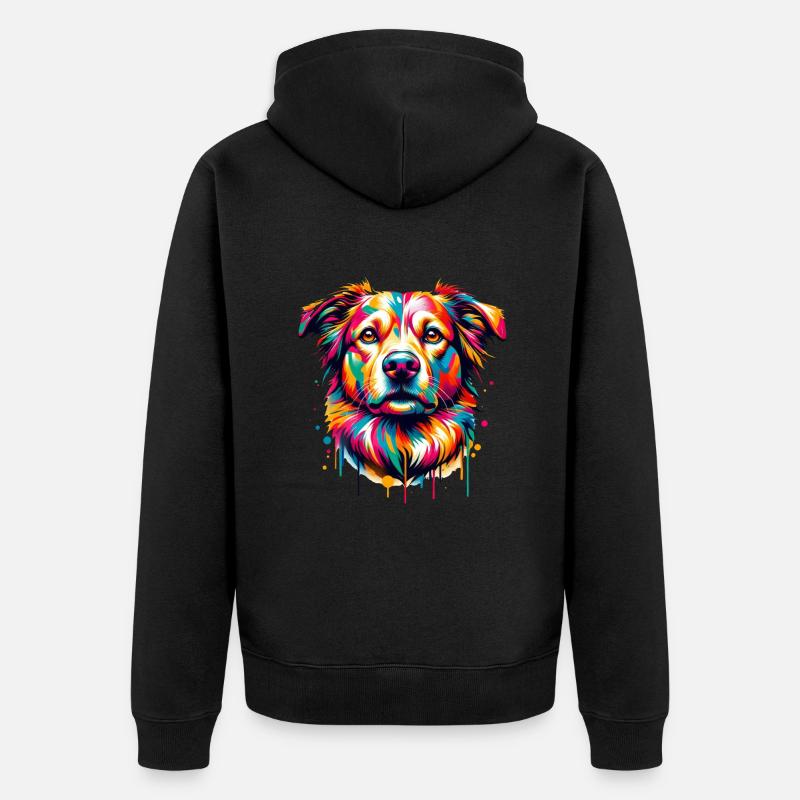 Mera Art peint chien un - Veste à capuche bio Premium Unisexe - noir