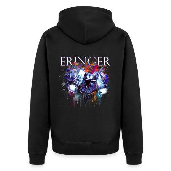 Kampfkuh, Schweizer Walliser Herdenskuh - Unisex Premium Bio Zip Hoodie - Schwarz - Hinten - Nico (187cm)