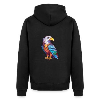 Weißkopfseeadler Bunte Aquarell-Karikatur Kawaii Anim - Unisex Premium Bio Zip Hoodie - Schwarz - Hinten - Nico (187cm)