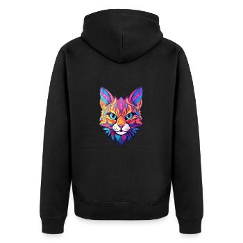 Bobcat Colorful Watercolor Cartoon Kawaii Animal - Unisex Premium Organic Zip Hoodie - black - Back - Nico (187cm)