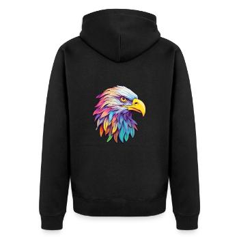 Eagle Colorful Watercolor Cartoon Kawaii Animal - Unisex Premium Organic Zip Hoodie - black - Back - Nico (187cm)