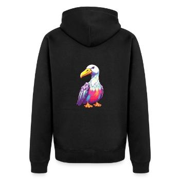 Albatros Aquarelle Colorée Dessin Animé Kawaii Anima - Veste à capuche bio Premium Unisexe - noir - Dos - Nico (187cm)