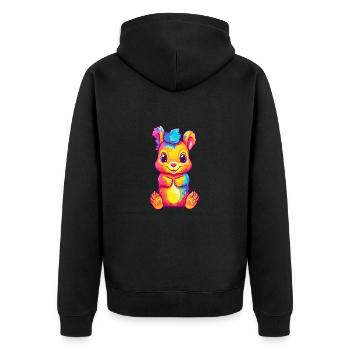 Squirrel Colorful Watercolor Cartoon Kawaii Animal - Unisex Premium Organic Zip Hoodie - black - Back - Nico (187cm)