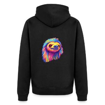 Paresseux coloré aquarelle dessin animé kawaii Animal - Veste à capuche bio Premium Unisexe - noir - Dos - Nico (187cm)