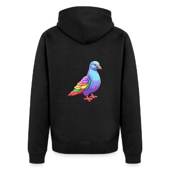 Pigeon Aquarelle Colorée Dessin Animé Kawaii Animal - Veste à capuche bio Premium Unisexe - noir - Dos - Nico (187cm)