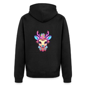 Cerf Aquarelle Colorée Dessin Animé Kawaii Animal - Veste à capuche bio Premium Unisexe - noir - Dos - Nico (187cm)